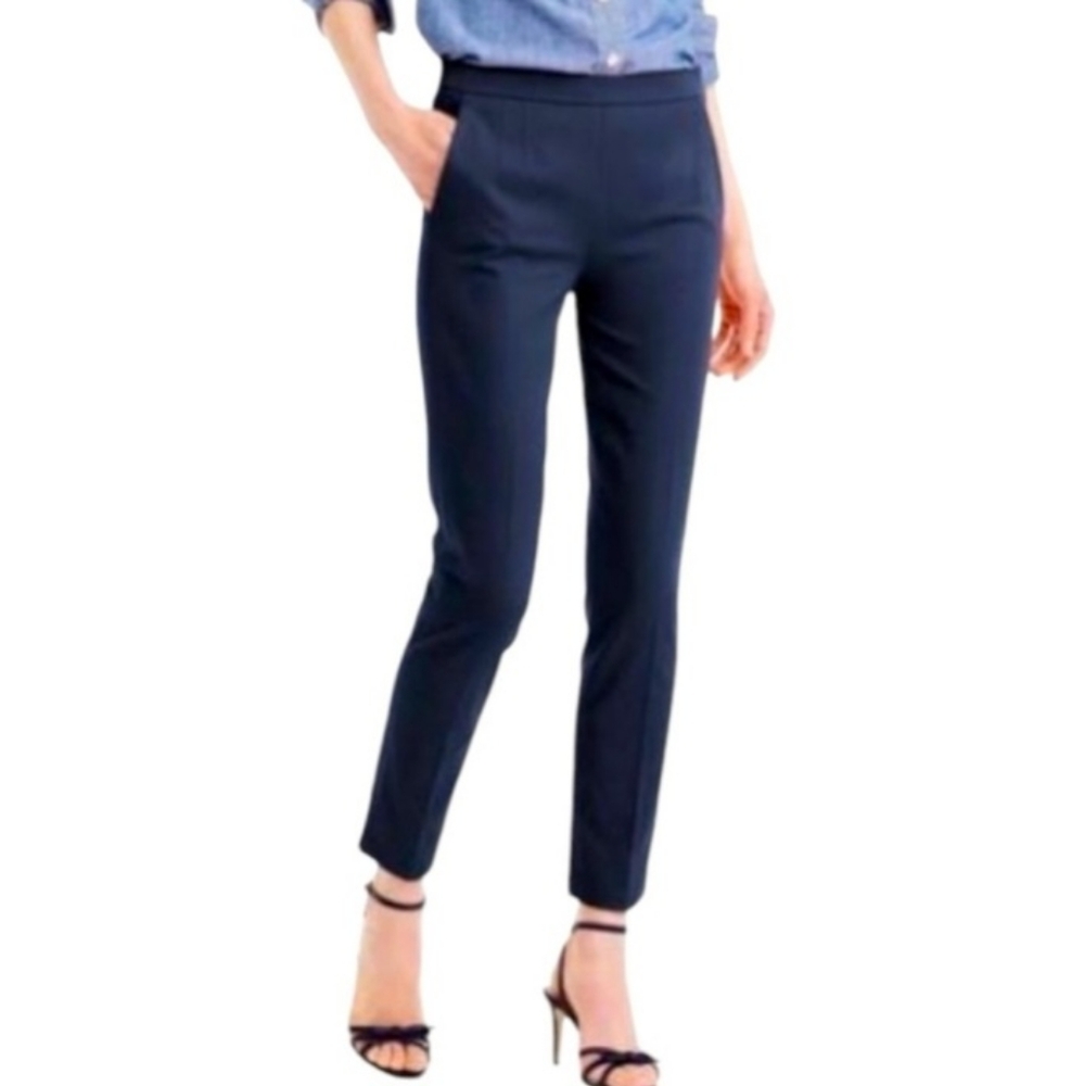 J. Crew NEW Martie Navy Blue Ankle Cropped Pant Size 12 Bi Stretch NWOT